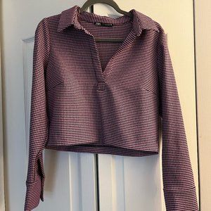 Zara houndstooth cropped long sleeve